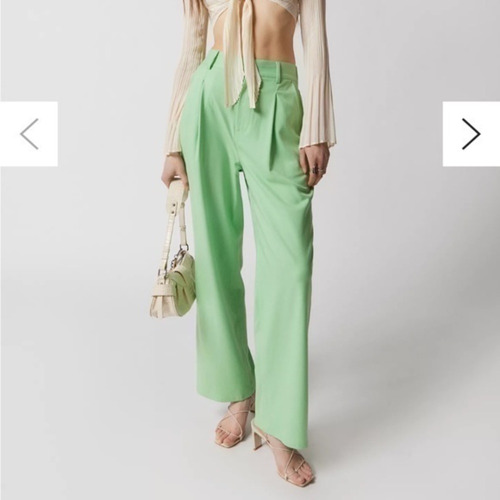 NWT Urban Outfitters Helena High Rise Trouser Pants Women XS lime - deadstock